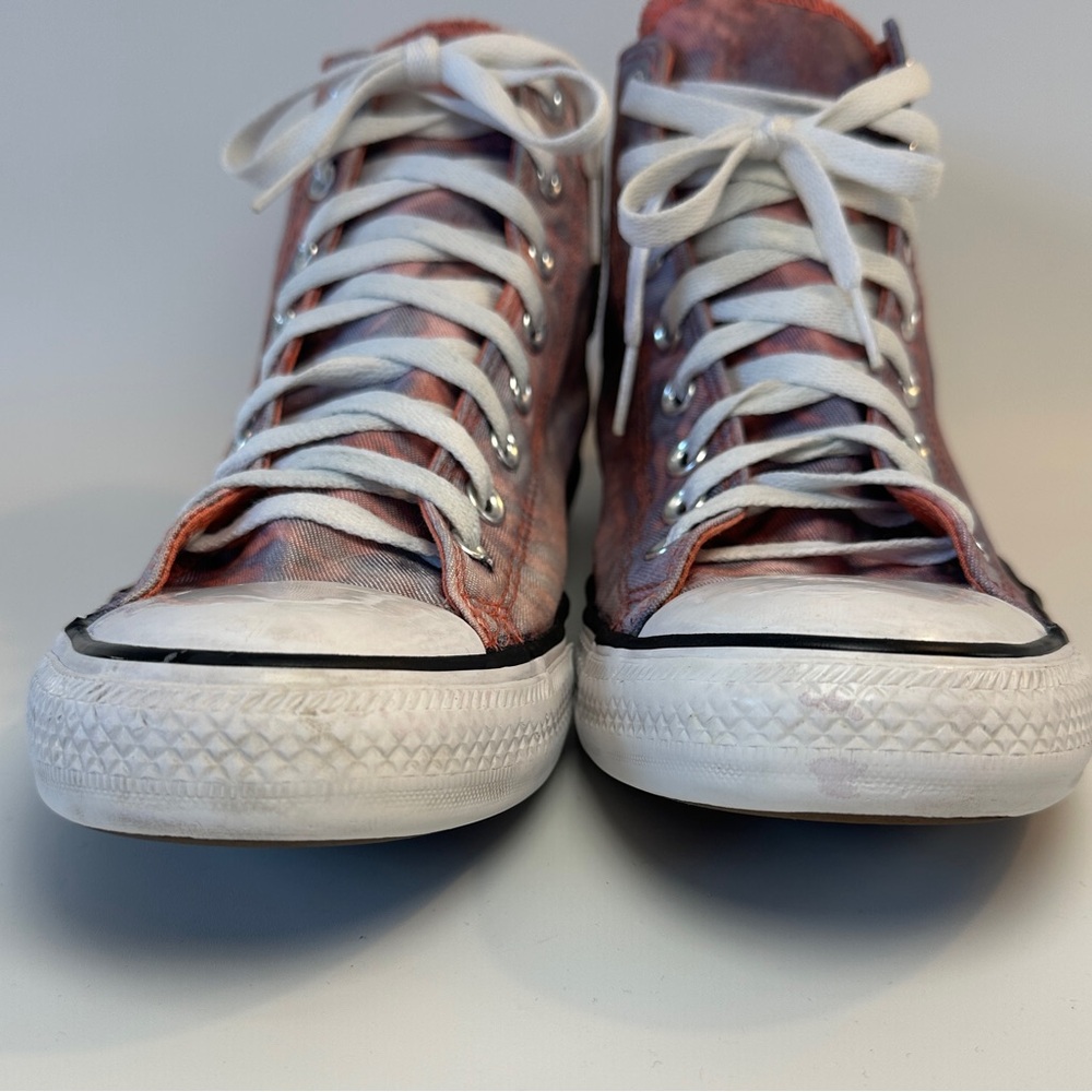 RARE HTF Converse Chuck Taylor All Star Hi Tie Dye Blue Red Coral Men's 9 Wms 11 - Picture 4 of 10